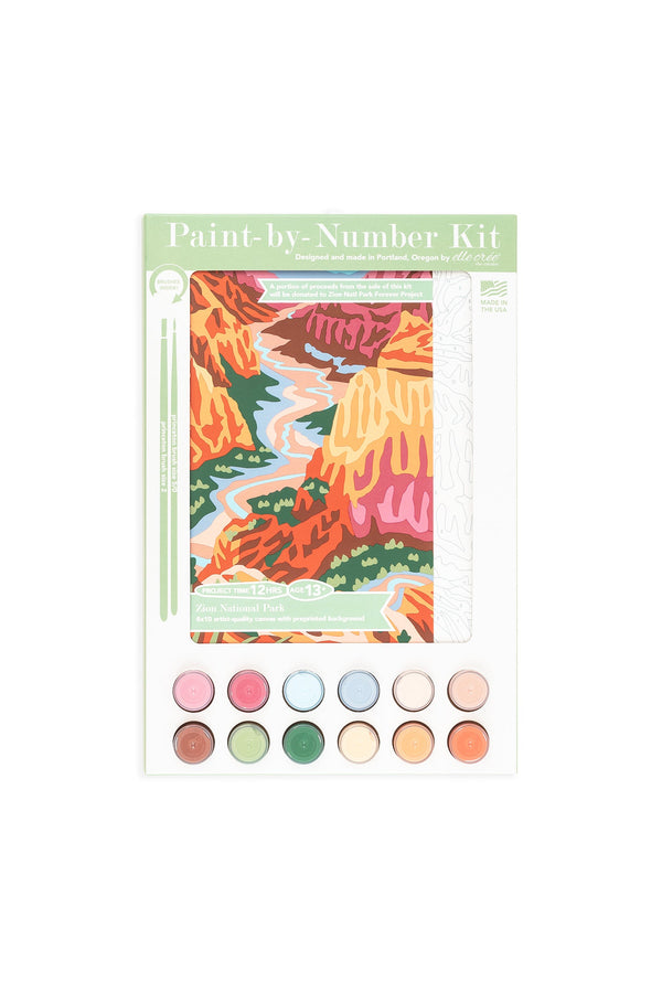 Elle Crée Zion National Park Paint-by-Number Kit, 8x10, kit packaging