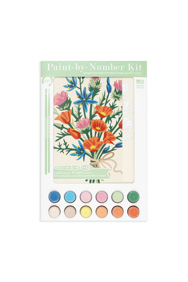 Elle Crée California Wildflowers Paint-by-Number Kit, 8x10, kit packaging