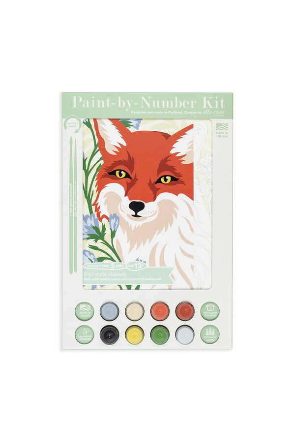 Elle Crée Fox with Chicory Paint-by-Number Kit, 8x10, kit packaging