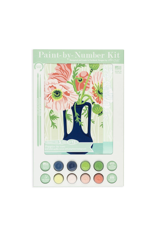 Elle Crée Poppies in a Vase Paint-by-Number Kit, 8x10, kit packaging