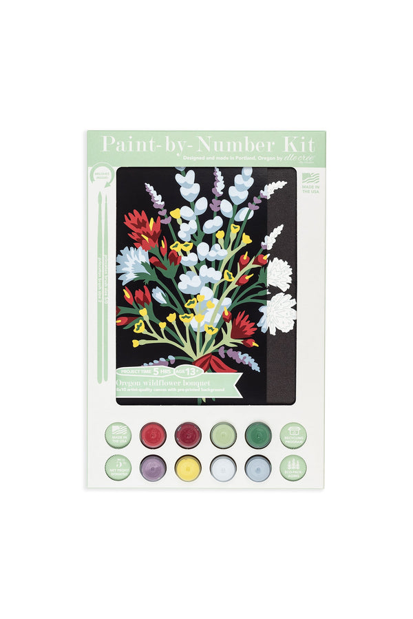 Elle Crée Oregon Wildflowers Paint-by-Number Kit, 8x10, kit packaging