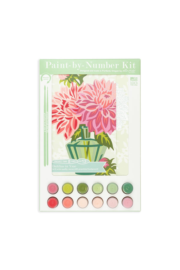 Elle Crée Dahlias in Vase Paint-by-Number Kit, 8x10, kit packaging