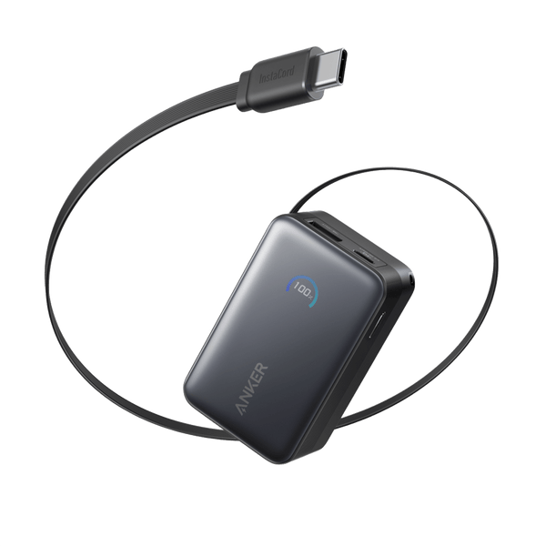Anker Nano Power Bank, 10K, 45W, Built-In Retractable USB-C Cable