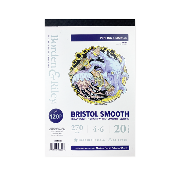 Borden & Riley #120P Bristol Pad, 4x6", 20 Sheets