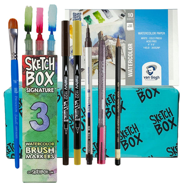 SketchBox Floral Watercolor Marker Box, Art Kit