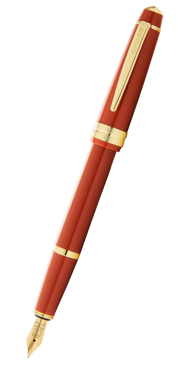 Cross Bailey Light Fountain Pen, Polished Amber Resin and Gold Tone, Extra-Fine Nib