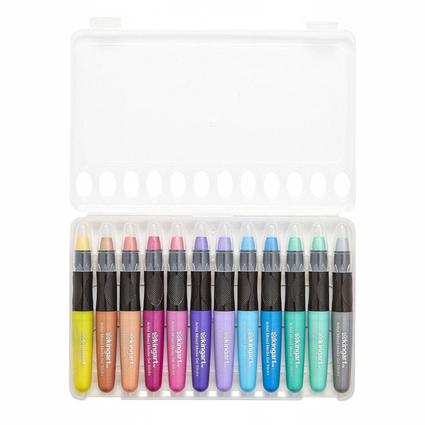 KINGART Mixed Media Gel Stick Crayons, 12 Metallic Colors, color swatches