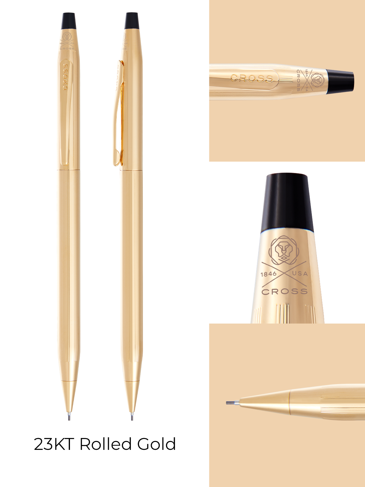 Cross | Classic Century 0.7mm Mechanical Pencil | 23KT Gold Plated