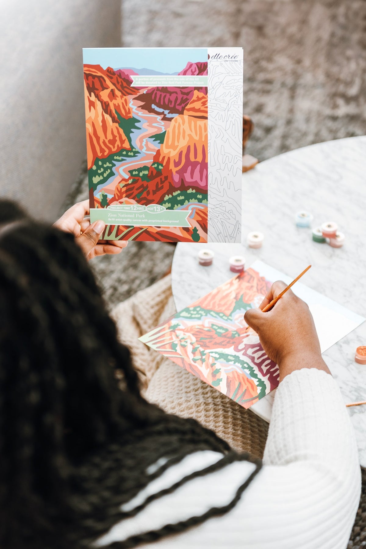 Elle Crée Zion National Park Paint-by-Number Kit, 8x10, styled at home