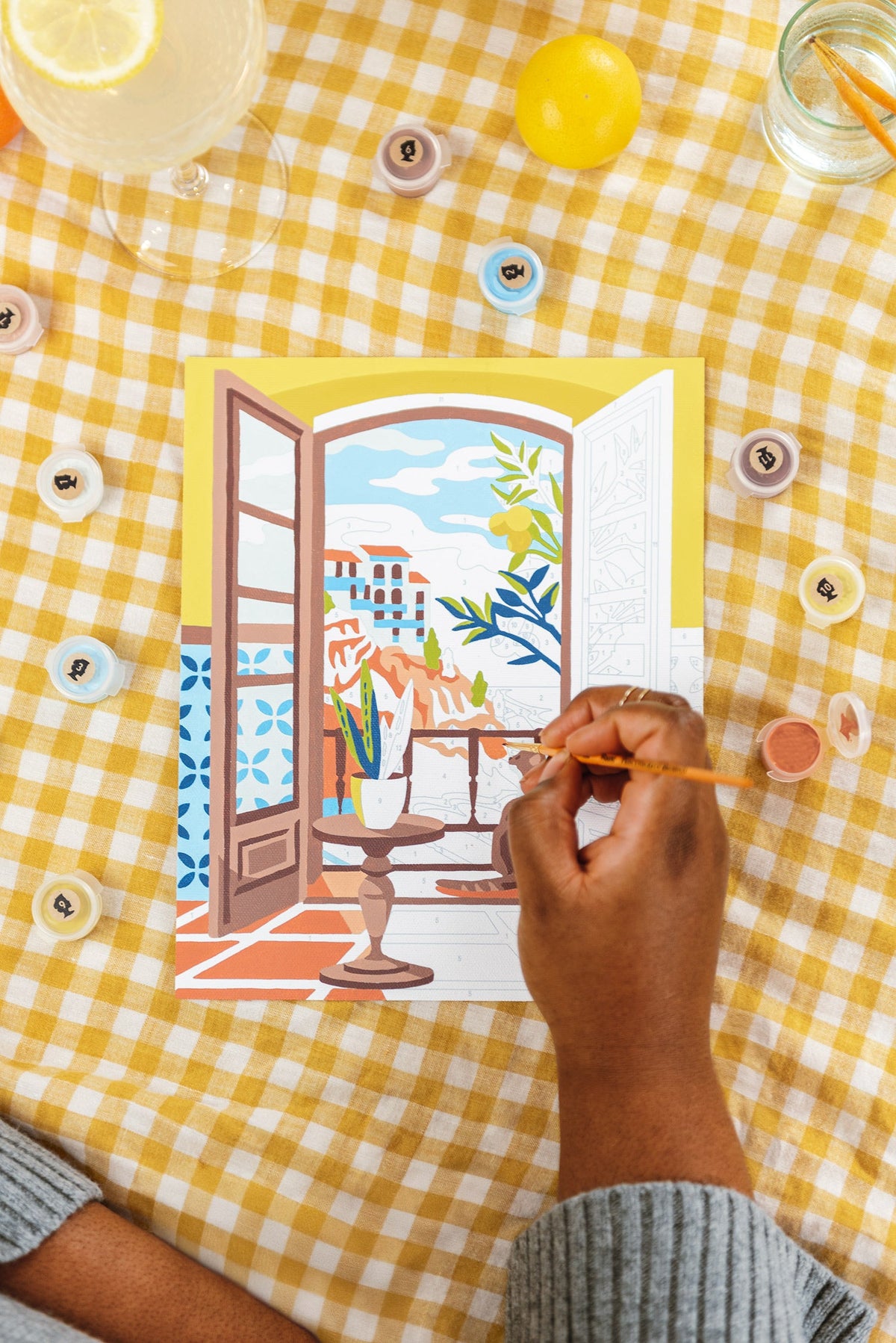 Elle Crée Coastal Catnap Paint-by-Number Kit, 8x10, styled at home