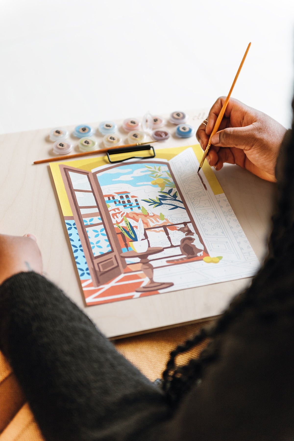 Elle Crée Coastal Catnap Paint-by-Number Kit, 8x10, styled at home
