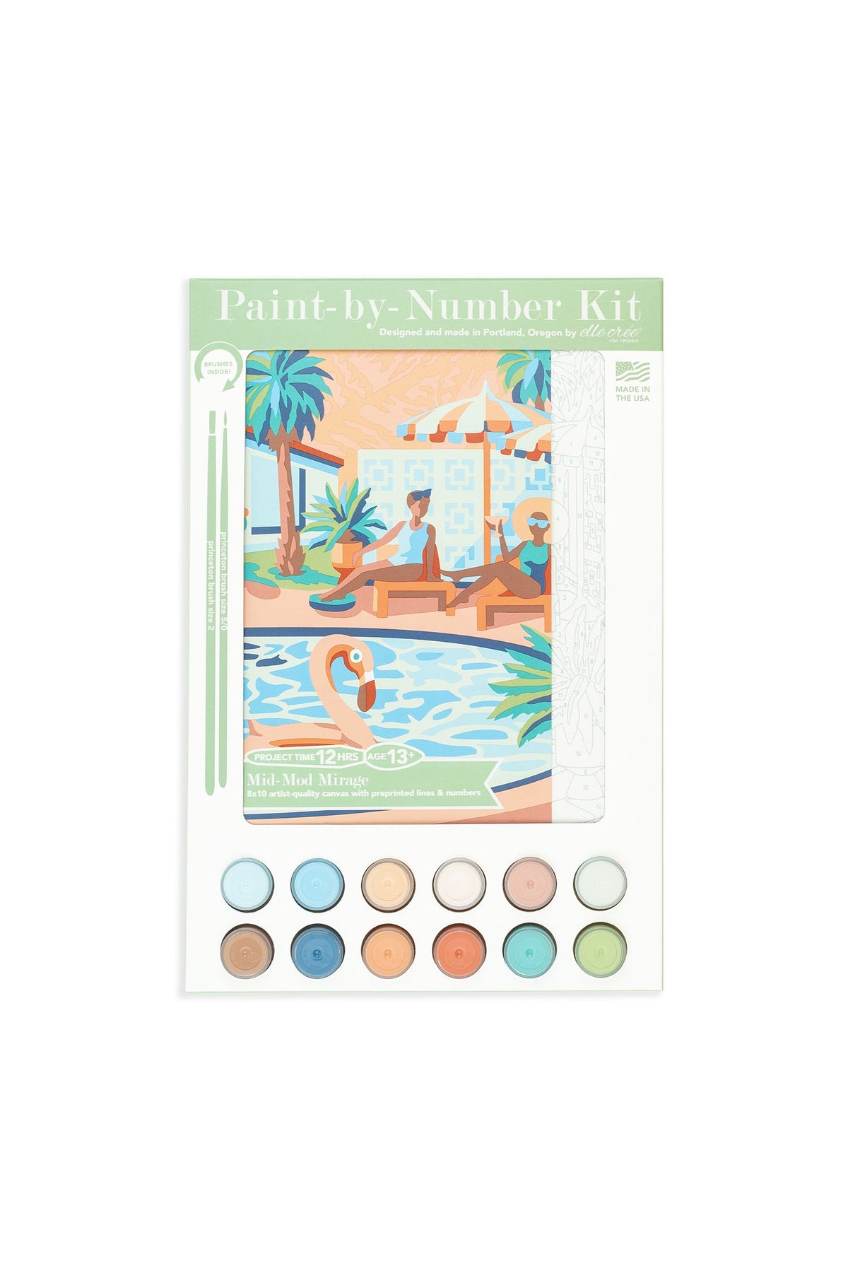 Elle Crée Mid-Mod Mirage Paint-by-Number Kit, 8x10, kit packaging