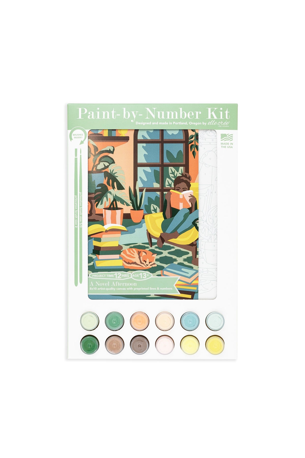 Elle Crée A Novel Afternoon Paint-by-Number Kit, 8x10, kit packaging