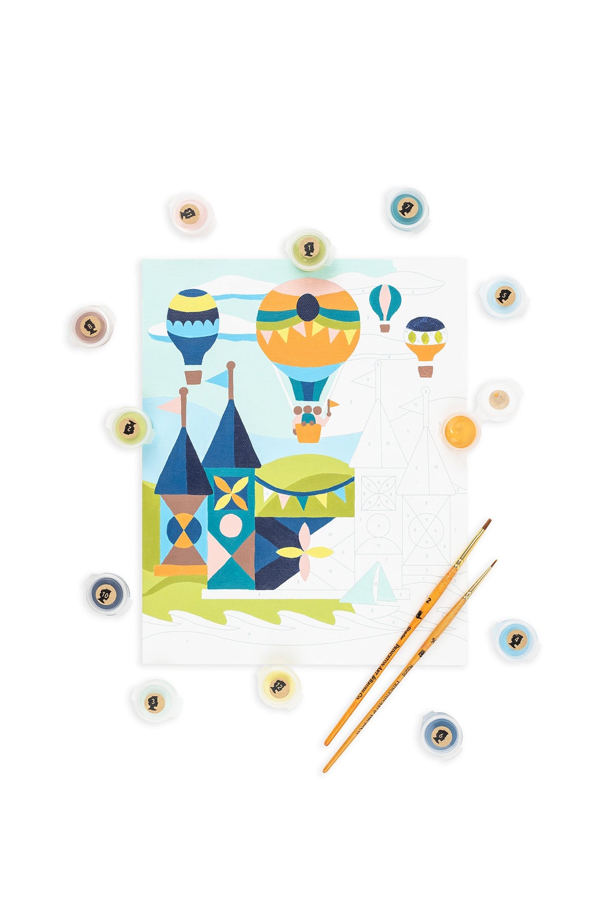 Elle Crée World of Whimsy Paint-by-Number Kit, 8x10, kit contents laid out