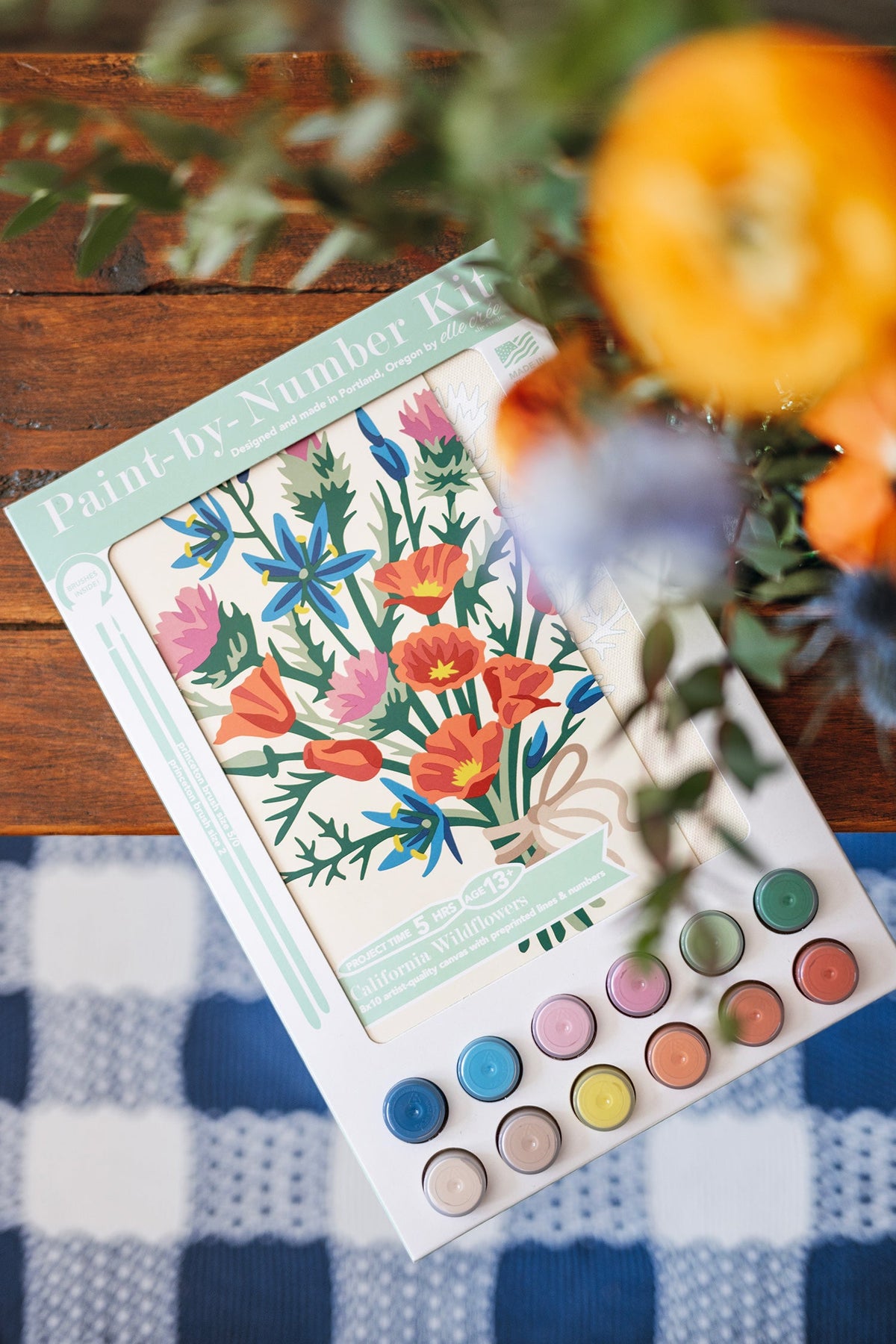 Elle Crée California Wildflowers Paint-by-Number Kit, 8x10, styled at home