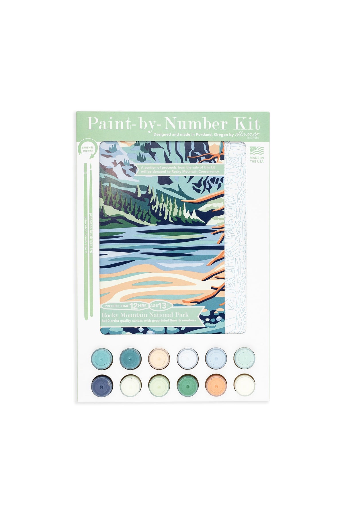 Elle Crée Rocky Mountain National Park Paint-by-Number Kit, 8x10, kit packaging
