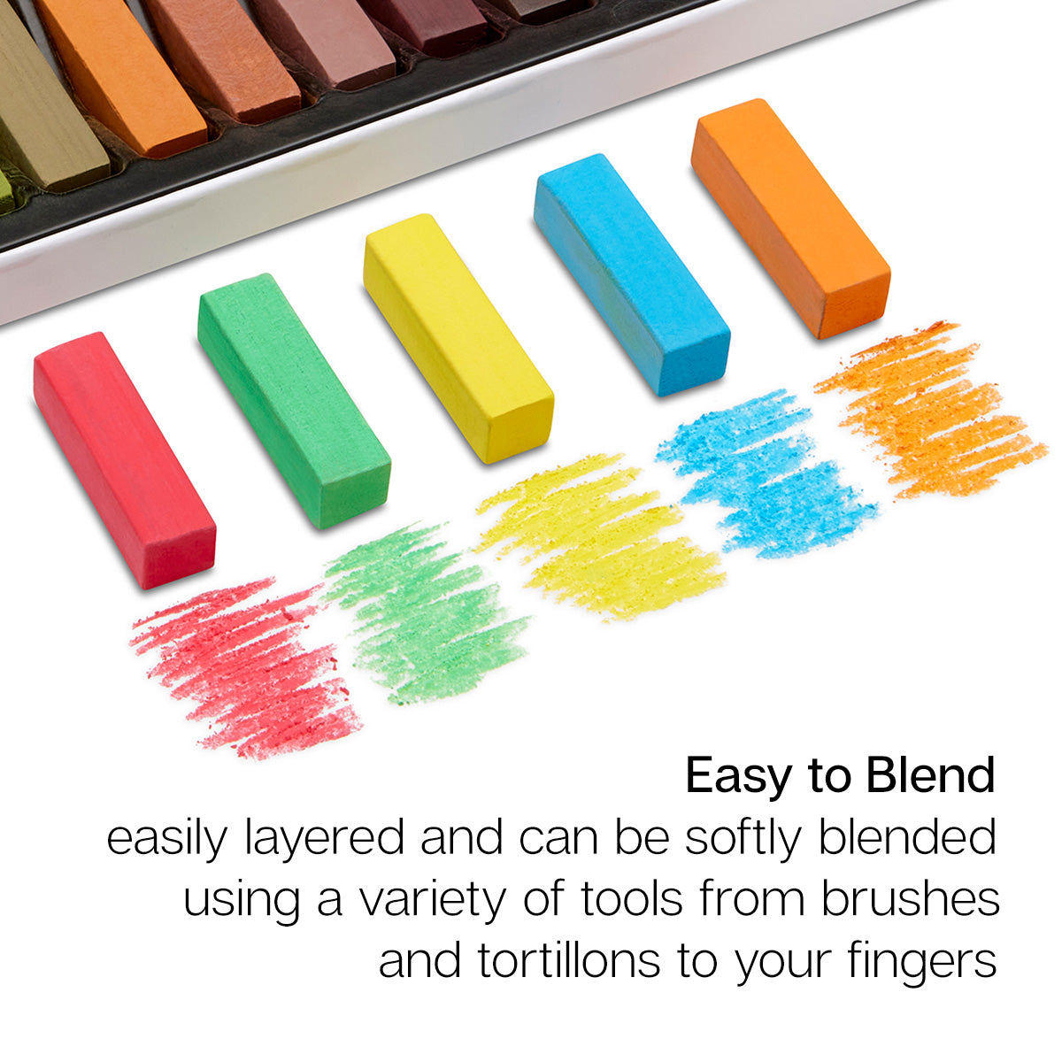 KINGART Soft Pastels Half Sticks, 50 Pieces, tip close-up