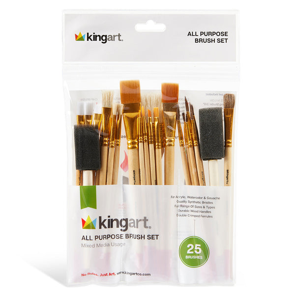 KINGART Value Pack Brush Set, 25 Brushes