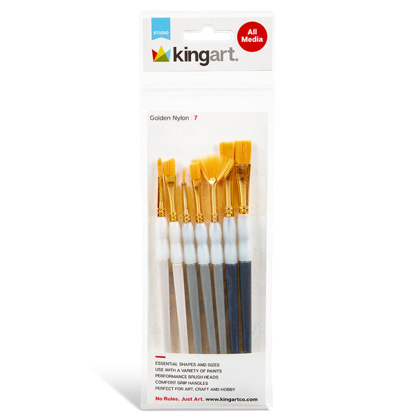 KINGART Studio Soft Grip Brush Set, 7 Brushes, front of package