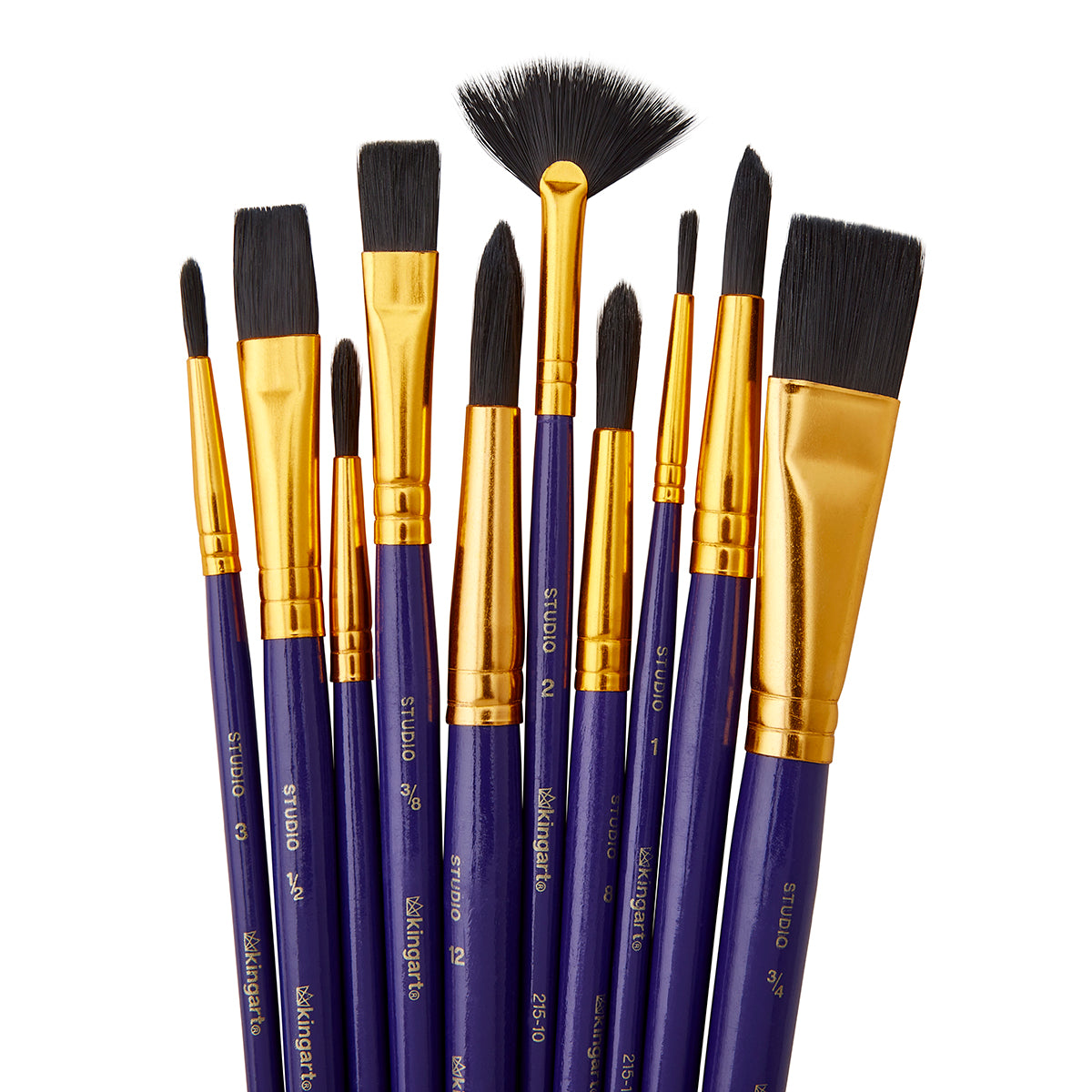 KINGART Studio Black Nylon Brush Set, 10 Brushes, view 2 of 5
