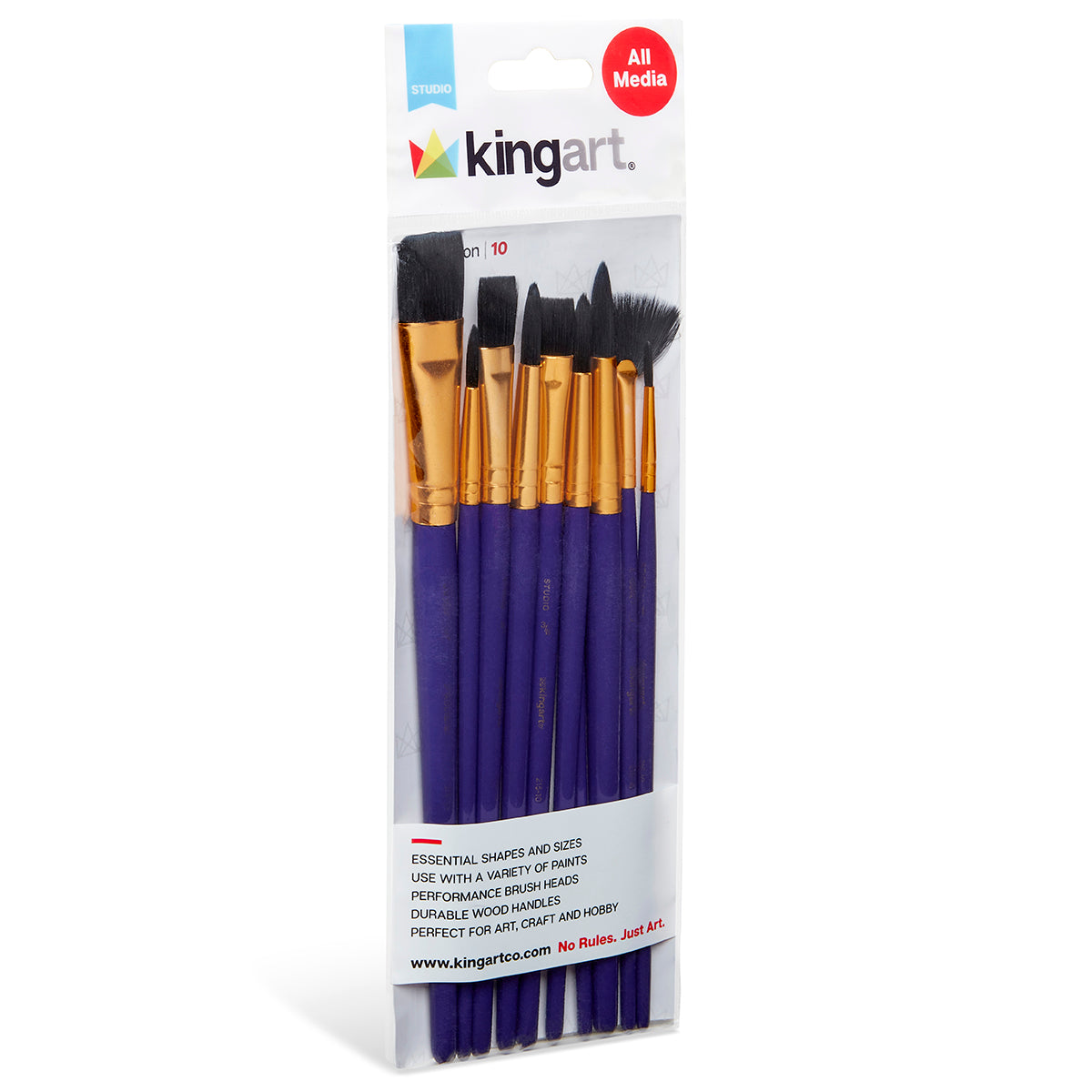 KINGART Studio Black Nylon Brush Set, 10 Brushes, front of package