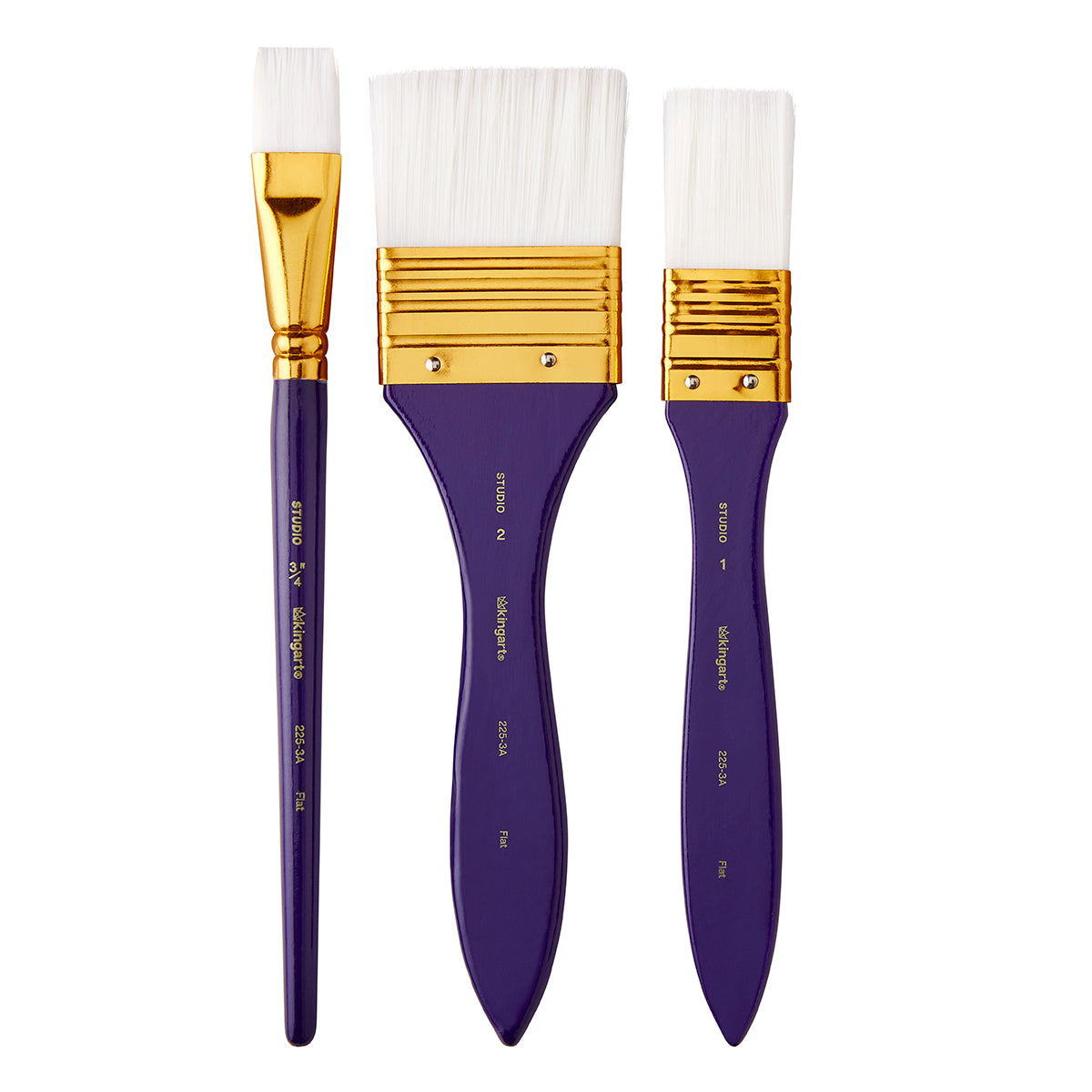KINGART Studio Large Area Brush Set, 3 White Nylon Flats, view 2 of 4
