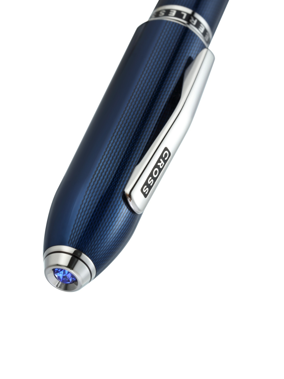 Cross | Peerless Rollerball Pen | Translucent Cobalt Blue Engraved Diamond Pattern with Swarovski Crystal