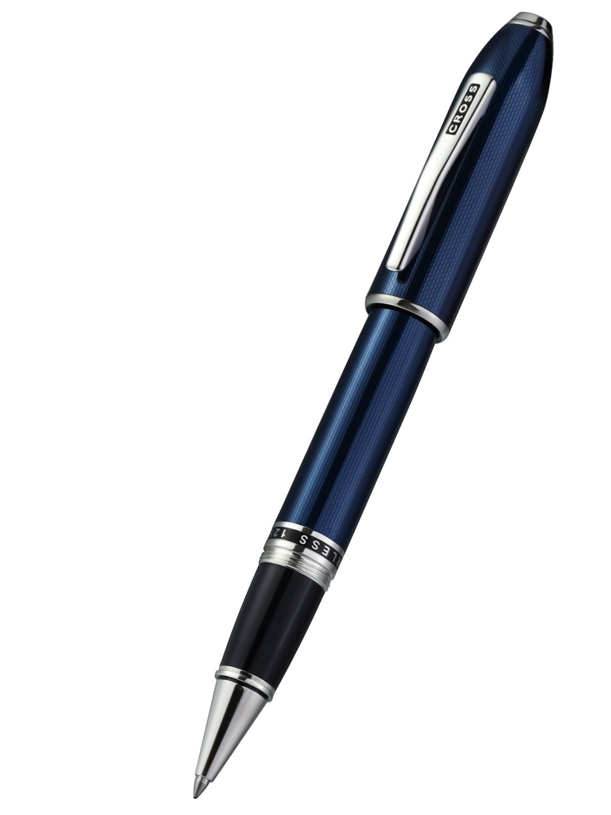 Cross | Peerless Rollerball Pen | Translucent Cobalt Blue Engraved Diamond Pattern with Swarovski Crystal