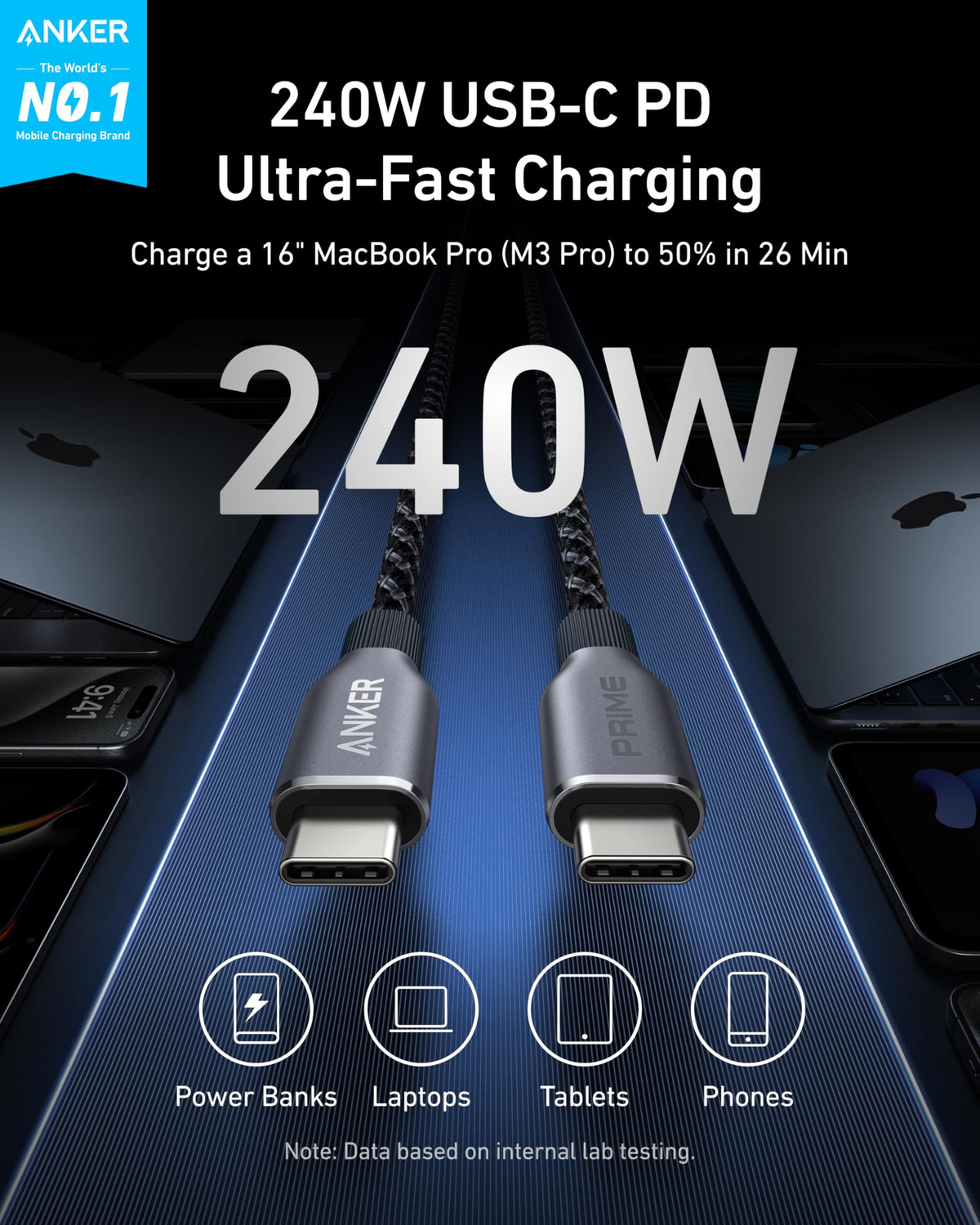 Anker | Prime USB-C to USB-C Cable | 240W, Upcycled-Braided