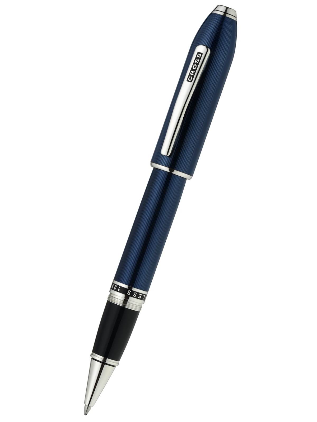 Cross Peerless Rollerball Pen, Translucent Cobalt Blue Engraved Diamond Pattern with Swarovski Crystal
