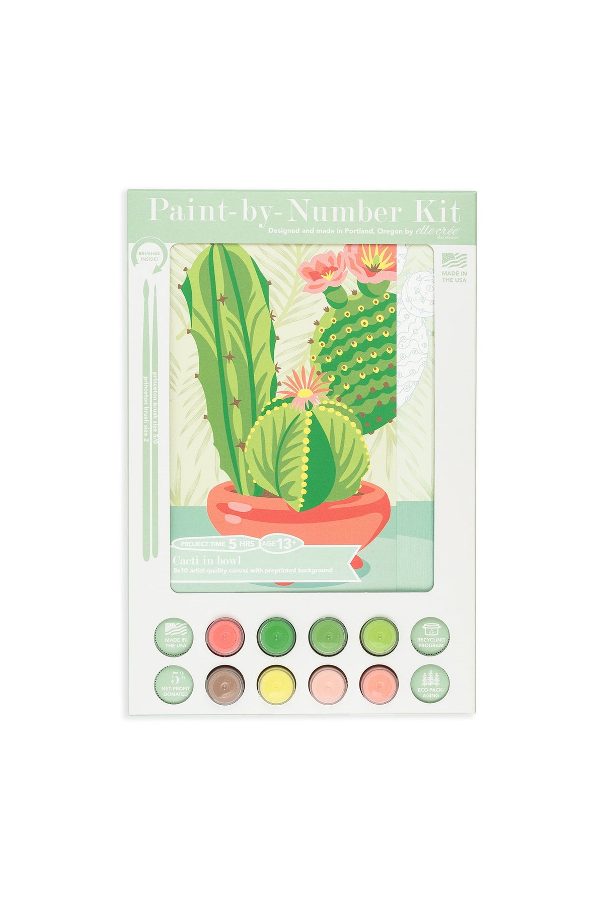 Elle Crée Cacti in Bowl Paint-by-Number Kit, 8x10, kit packaging