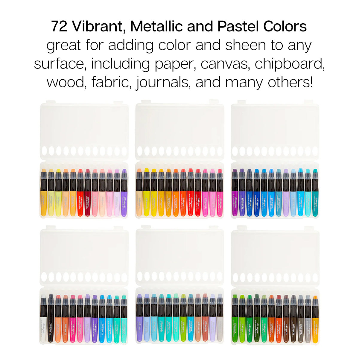 KINGART Mixed Media Gel Stick Crayons, 72 Colors, color swatches