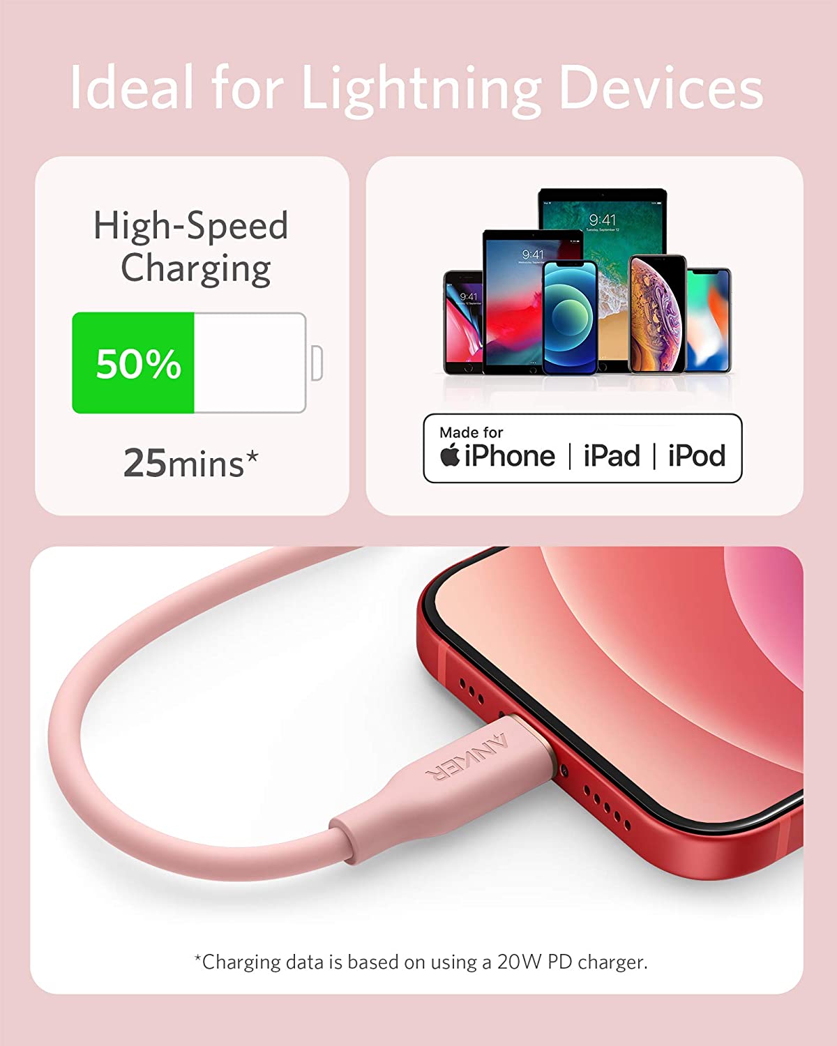 Anker | 641 USB-C to Lightning Cable | Flow, 3 ft Silicone