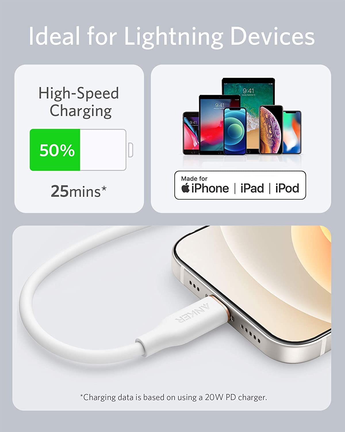 Anker | 641 USB-C to Lightning Cable | Flow, 3 ft Silicone