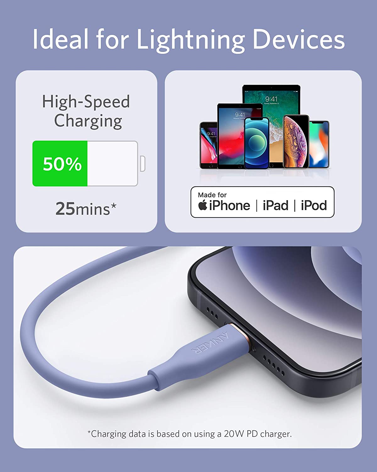 Anker | 641 USB-C to Lightning Cable | Flow, 3 ft Silicone