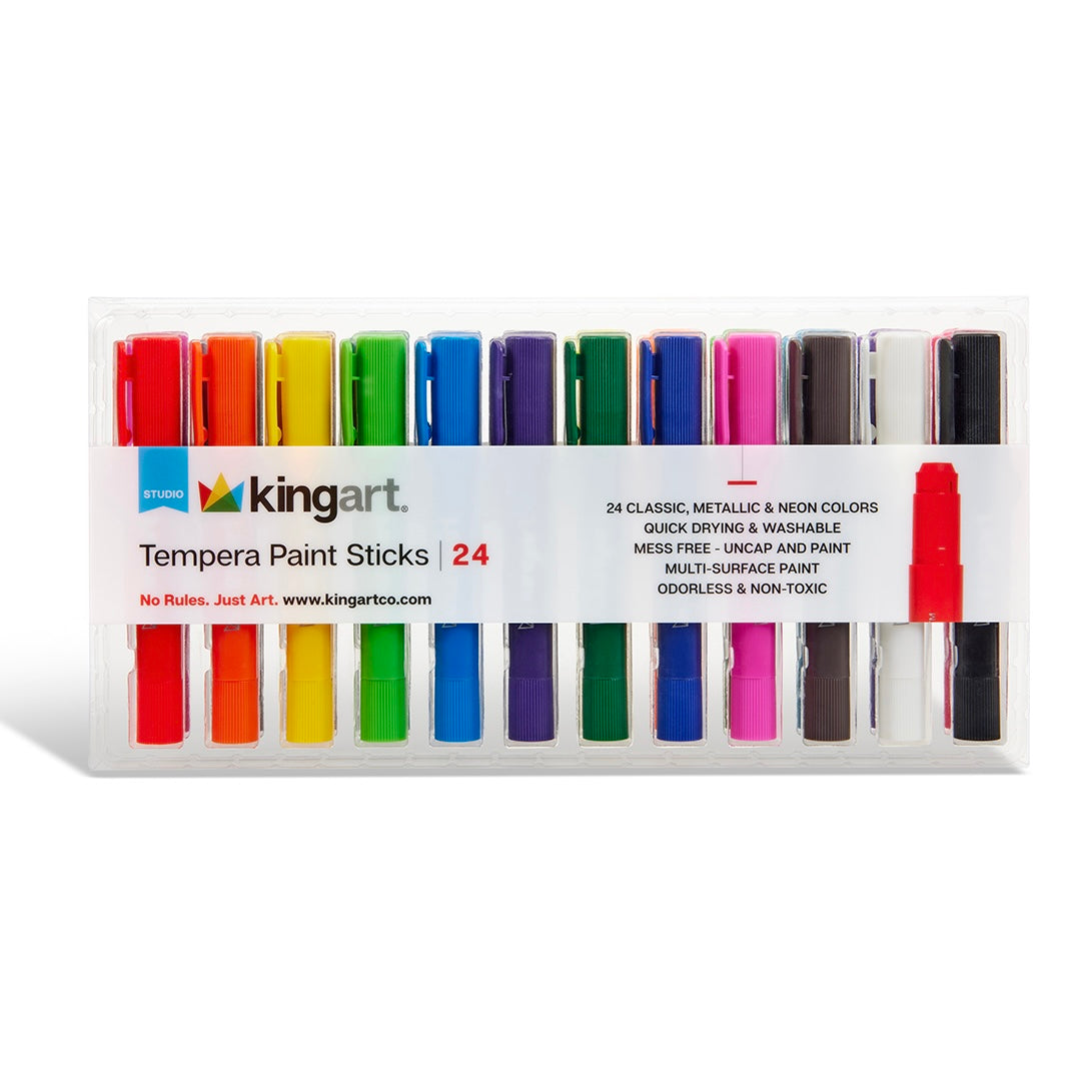 KINGART Tempera Paint Thin Sticks, 24 Colors, view 4 of 15