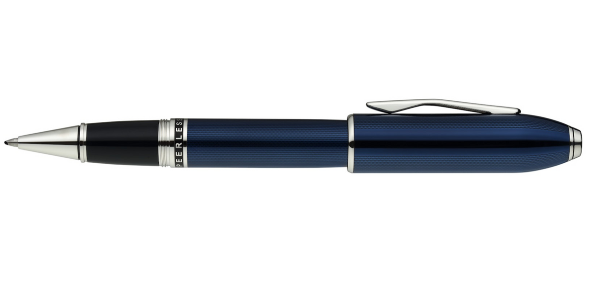Cross | Peerless Rollerball Pen | Translucent Cobalt Blue Engraved Diamond Pattern with Swarovski Crystal