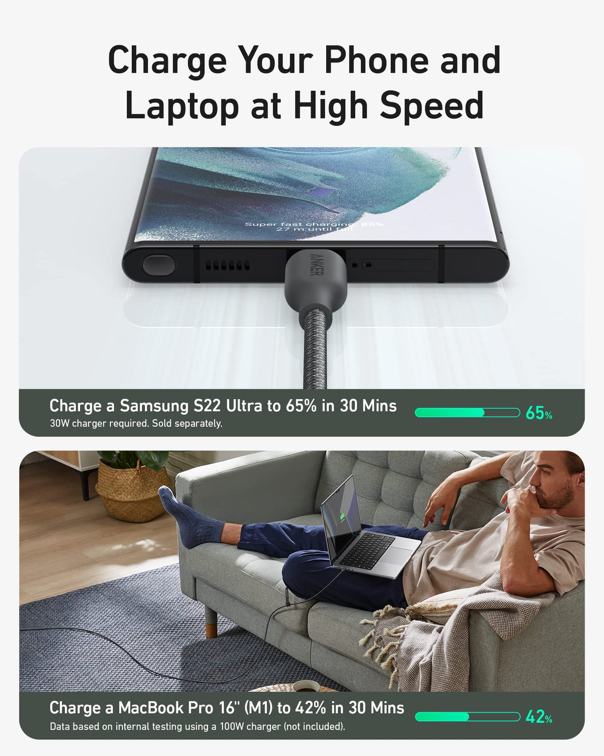 Anker | 543 USB-C to USB-C Cable | 240W, 10 ft