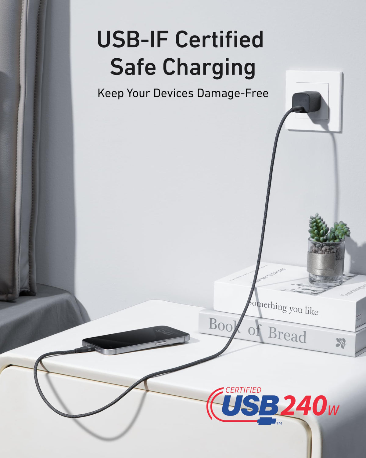 Anker | USB-C to USB-C Cable | 3 ft / 6 ft, 240W, Upcycled-Braided