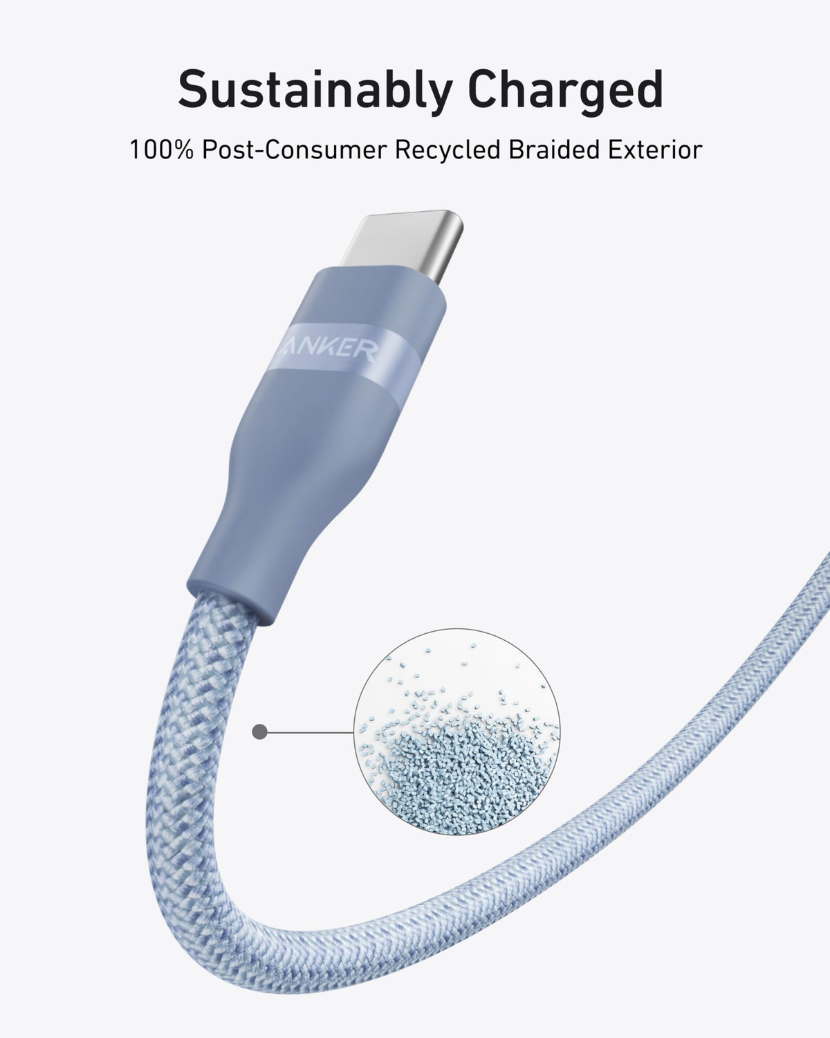 Anker | USB-C to USB-C Cable | 3 ft / 6 ft, 240W, Upcycled-Braided