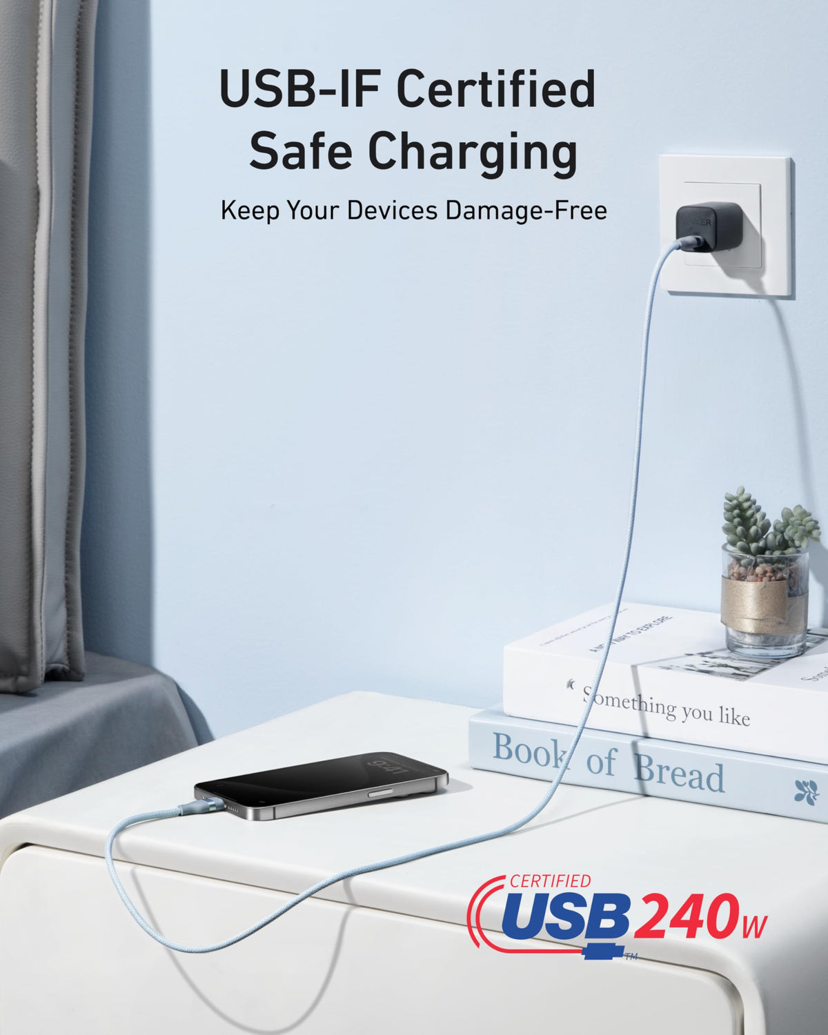 Anker | USB-C to USB-C Cable | 3 ft / 6 ft, 240W, Upcycled-Braided