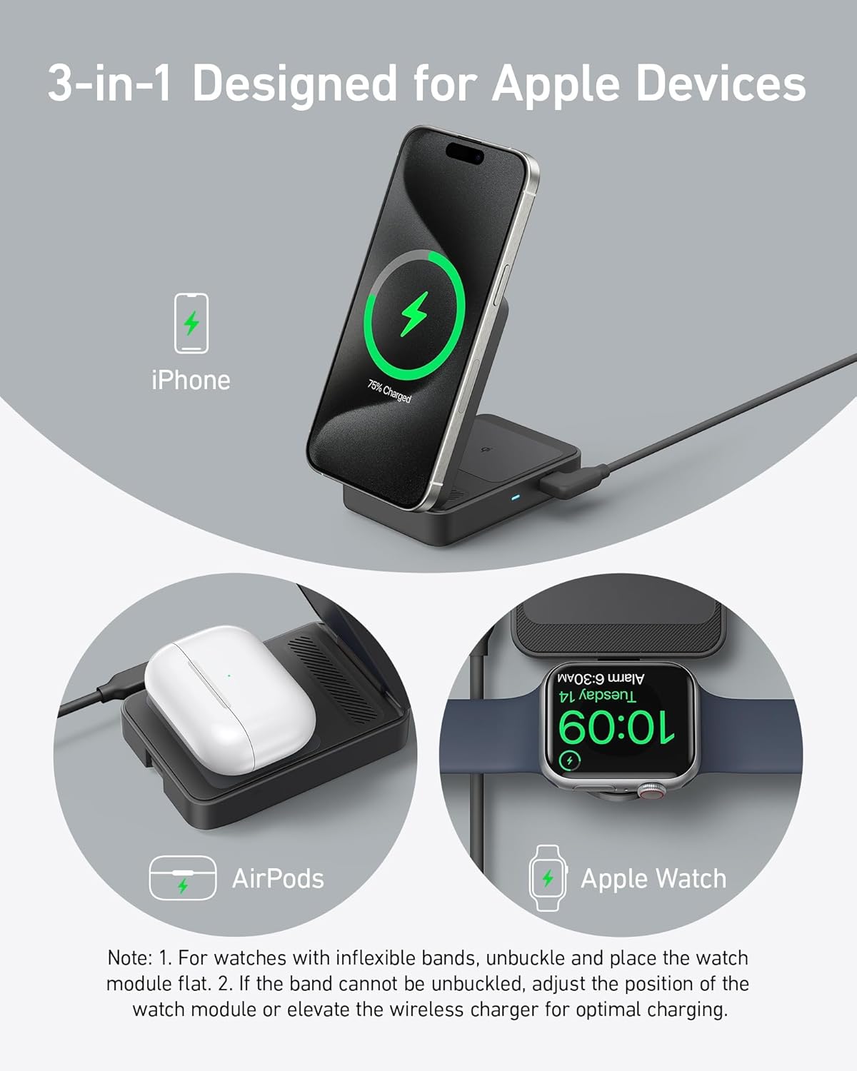 Anker | MagGo Wireless Charging Station | Foldable 3-in-1