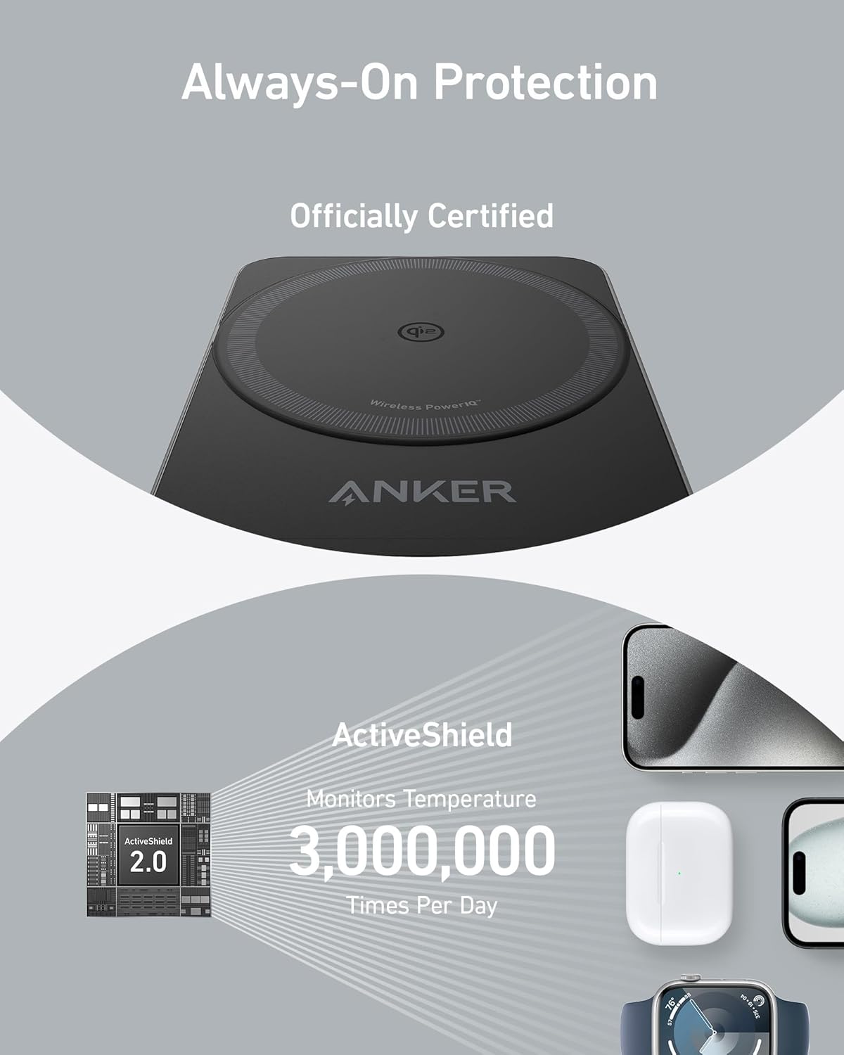 Anker | MagGo Wireless Charging Station | Foldable 3-in-1