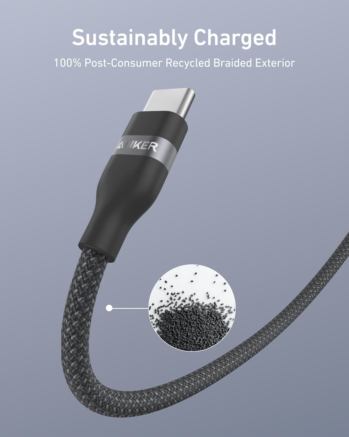 Anker | USB-C to USB-C Cable | 3 ft / 6 ft, 240W, Upcycled-Braided