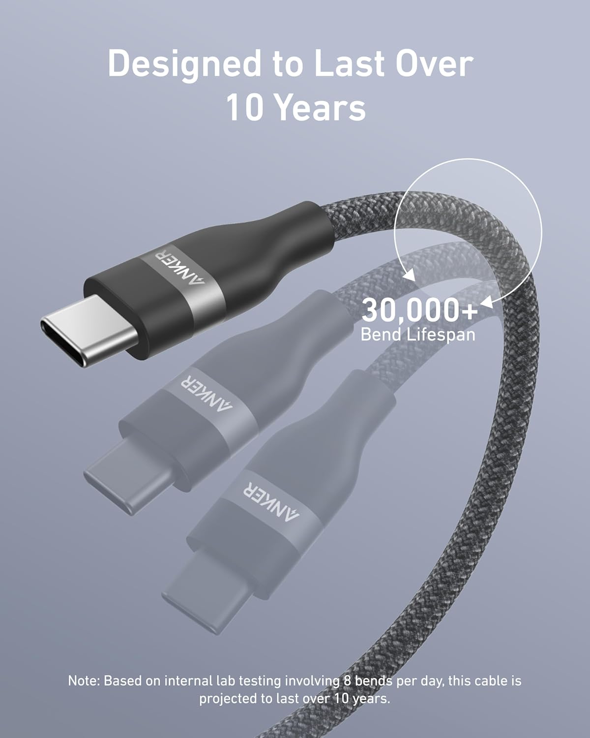 Anker | USB-C to USB-C Cable | 3 ft / 6 ft, 240W, Upcycled-Braided