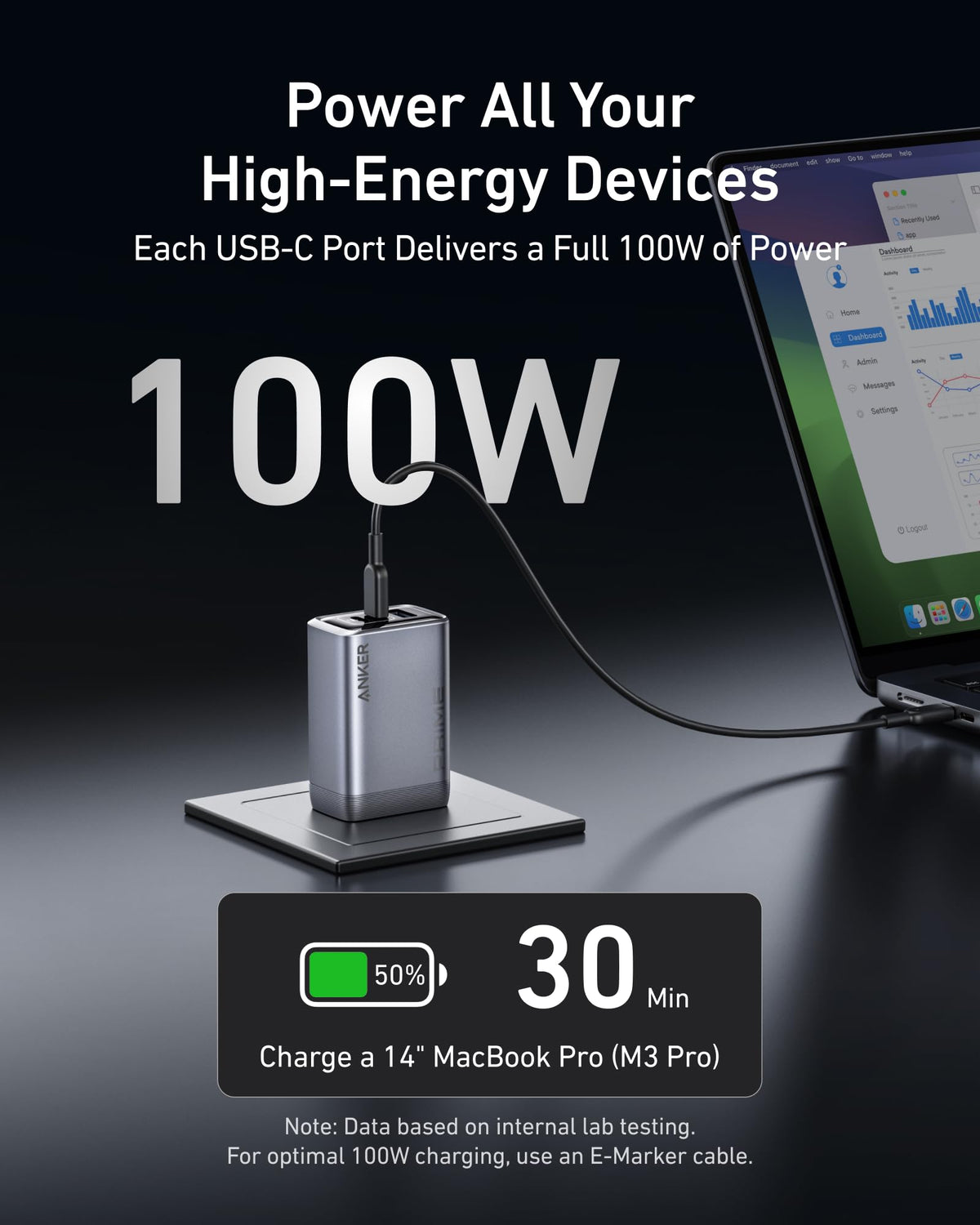 Anker | Prime Charger | 100W, 3 Ports, GaN