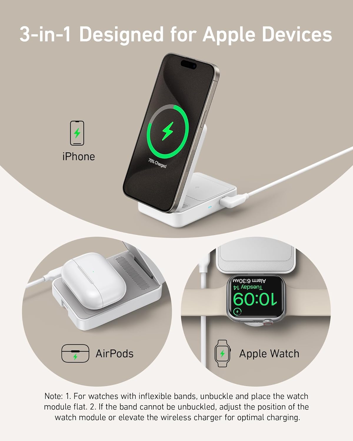 Anker | MagGo Wireless Charging Station | Foldable 3-in-1