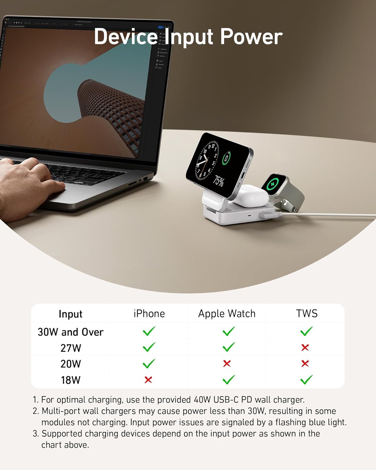 Anker | MagGo Wireless Charging Station | Foldable 3-in-1