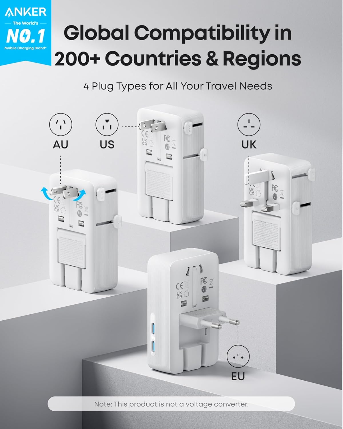 Anker | Nano Travel Adapter | 5-in-1, 20W, 1-Pack