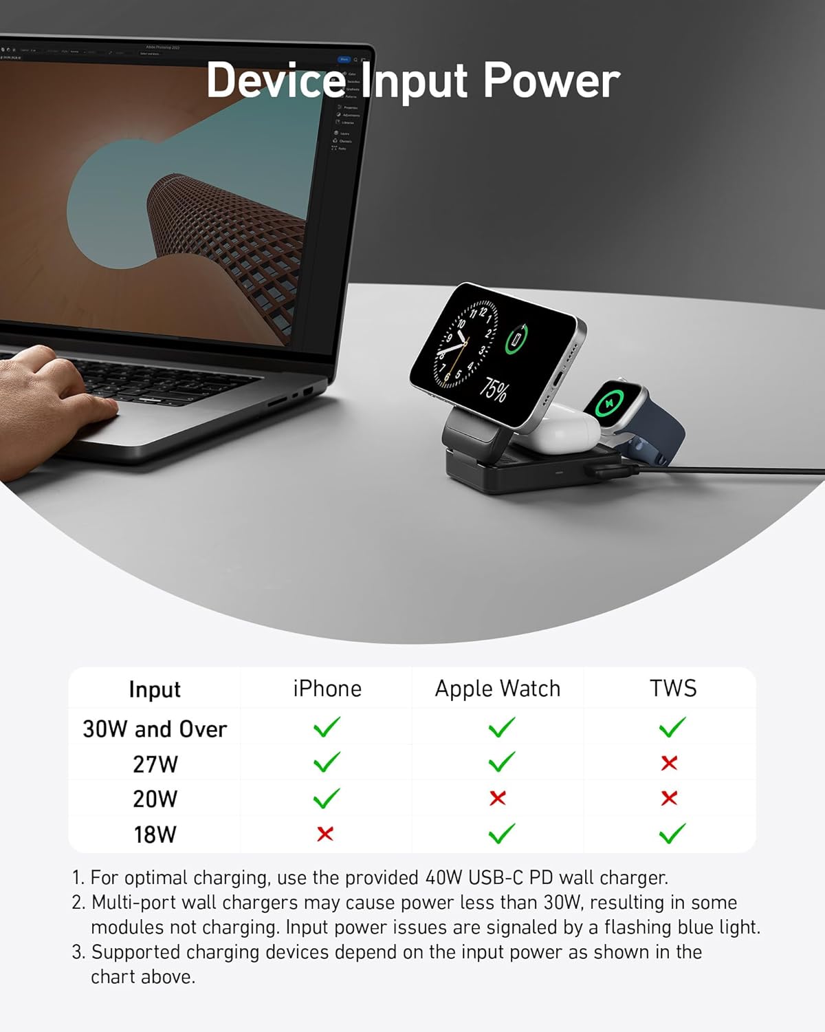 Anker | MagGo Wireless Charging Station | Foldable 3-in-1